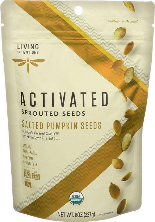 Living Intentions Organic Sprouted Pumpkin Seeds Salted Nongmo Gluten Free Vegan Kosher Paleo 8 Ounce Unit