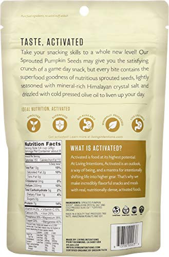 Living Intentions Organic Sprouted Pumpkin Seeds Salted Nongmo Gluten Free Vegan Kosher Paleo 8 Ounce Unit