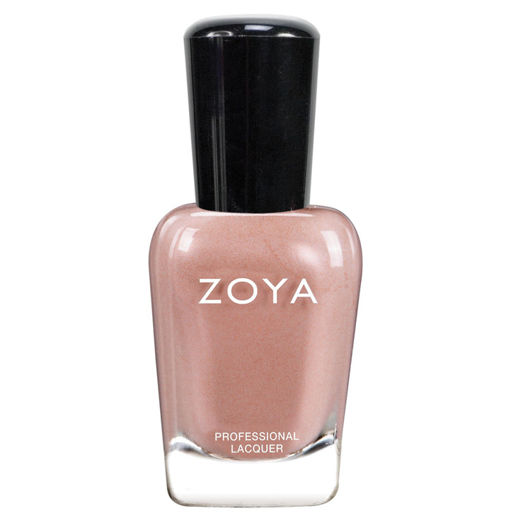 Zoya Lauren Nail Polish Sandy Pink Metallic Polish Warm Tone Shimmering Summer Color Long Wear Big10Free Vegan 0.5 Fl Oz