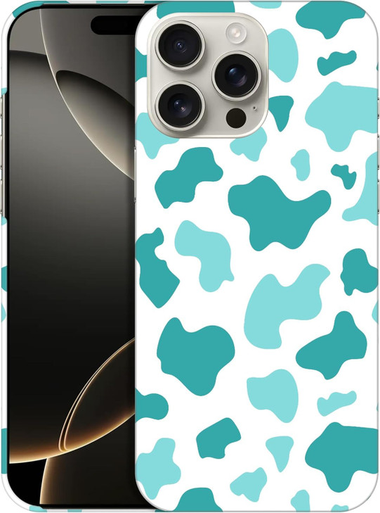 GlamCase for iPhone 16 Pro Max, iPhone 16 Pro Max Case - Cow Skin Baby Teal Print Printed Slim & Sleek Cute Plastic Hard Designer Back Case/Cover for