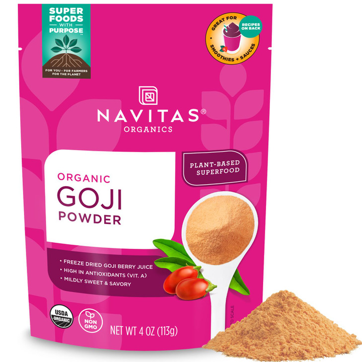 Navitas Organics Goji Powder 100 Percent Freeze Dried Goji Berry Juice Antioxidant Boost For Smoothies Desserts And More Usda Organic Non