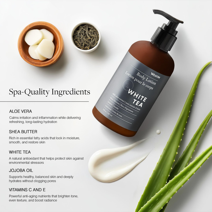 Westin White Tea Aloe Body Lotion Hotel Spa Cream Daily Hydration Hand Lotion Pump 8 Oz Signature Scent Skin Moisturizer