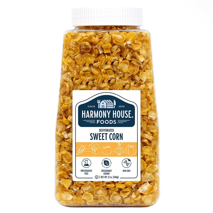 Harmony House Foods Dried Corn Whole 12 Oz Quart Size Jar For Cooking Camping Emergency Supply And More