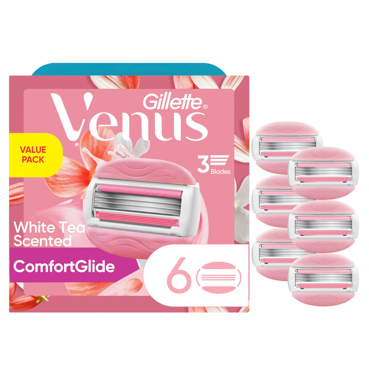 Gillette Venus Comfortglide White Tea Women S Razor Blades 3 Blade Razor Refills 6 Count