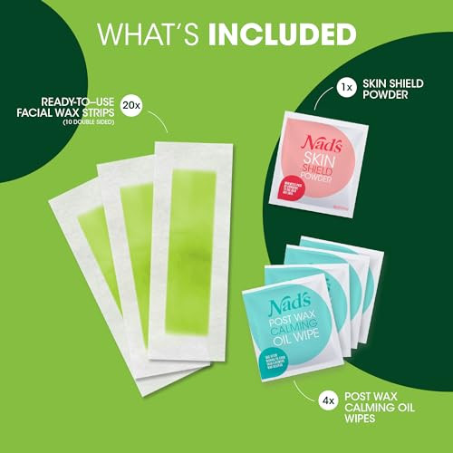 Nad S Facial Wax Strips Hypoallergenic All Skin Types Facial Hair Removal For Women At Home Waxing Kit With 20 Face Wax Strips Plus 4