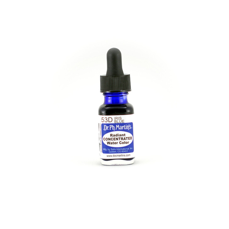 Dr. Ph. Martin S Radiant Concentrated Water Color 53D Watercolor Bottle 0.5 Oz Iris Blue 1 Bottle