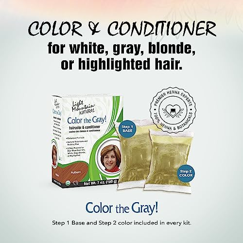 Light Mountain Henna Hair Color And Conditioner Color The Gray Auburn Hair Dye For Men Women 2 Step Chemical Free Semi Permanent Hair Color