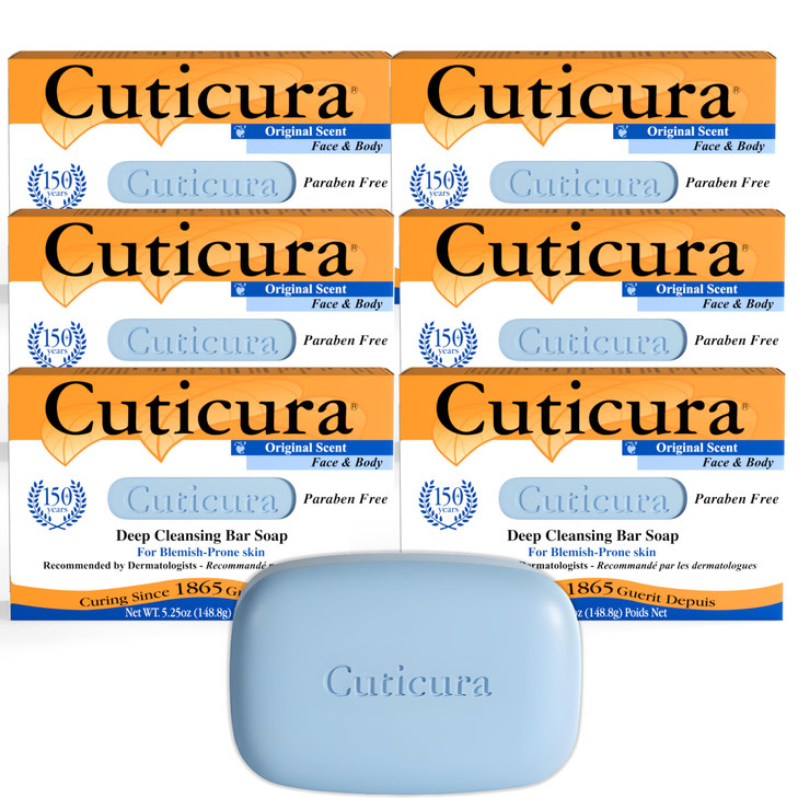 Cuticura Official Deep Cleansing Face And Body Soap 5.25 Oz Pack Of 6
