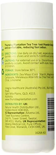 Thursday Plantation Tea Tree Foot Powder Helps Prevent Foot Odor And Sweat 100 Gram