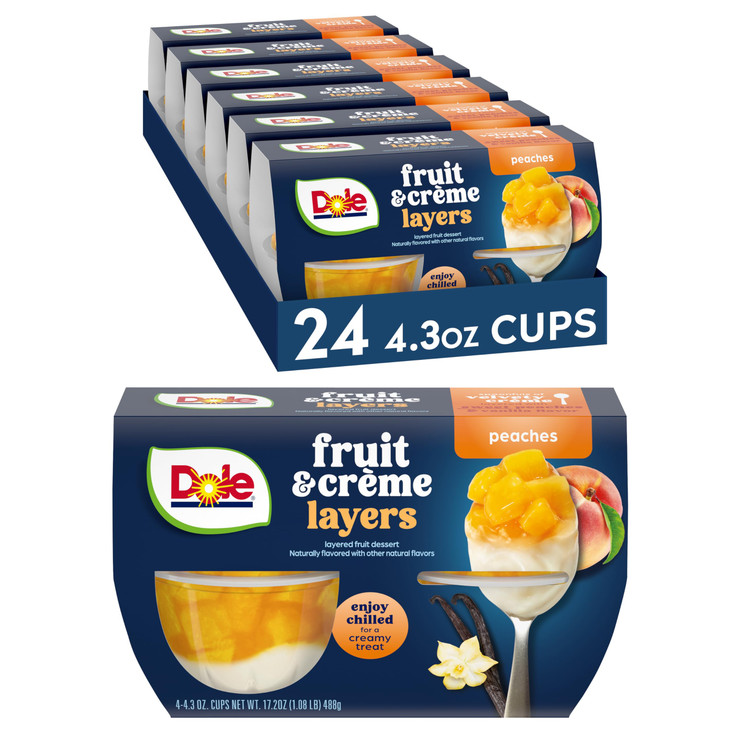 Dole Fruit Bowls Peaches And Creme Parfait 4.3Oz 24 Total Cups