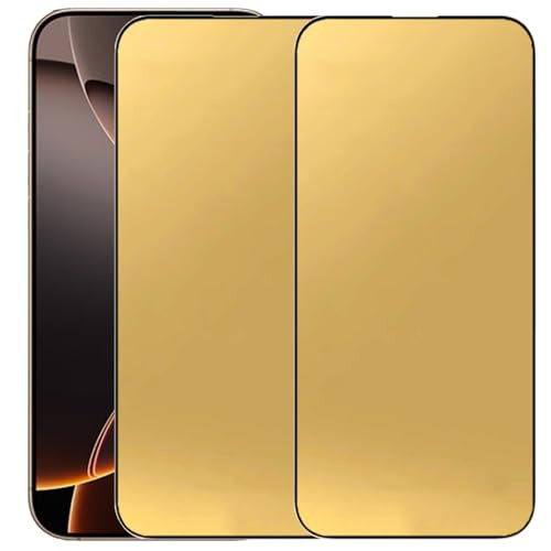 BWEDXEZ 2 Pack Anti-Blue Tempered Glass Screen Protector Film for iPhone 16 Pro/iPhone 17 6.3 inch Gold