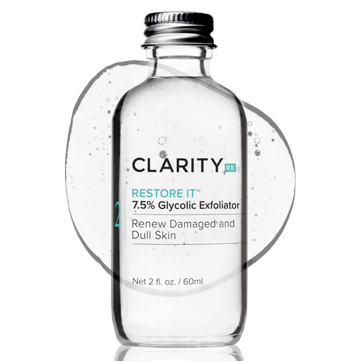 Clarityrx Restore It 7.5 Percent Glycolic Acid Face Serum Plant Based Exfoliating Treatment Paraben Free Natural Skin Care 2 Fl Oz