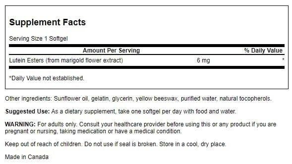 Swanson Lutein 6 Milligrams 100 Sgels