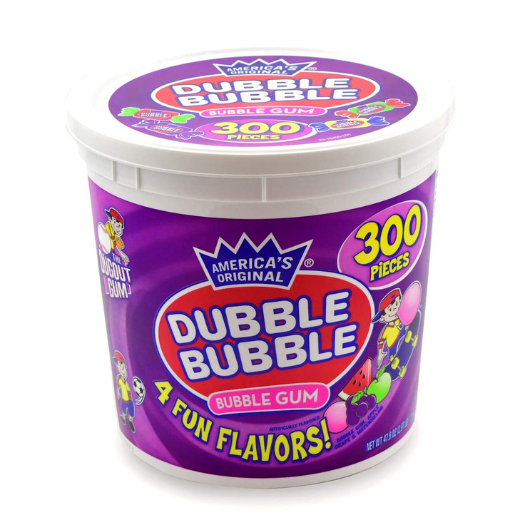 Tootsie Roll Dubble Bubble Chewing Gum 300 Count 47.6Oz Tub