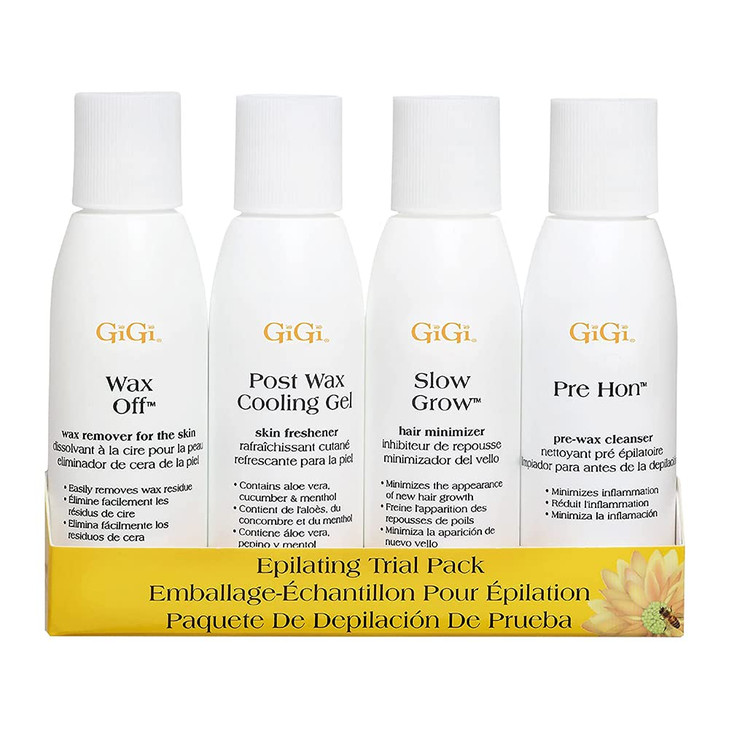 GiGi Post Waxing Essentials Kit, Pre & Post Wax Care Set Waxing Treatments, Skin Prep & Aftercare for Smooth Hair Removal, 2 oz Each