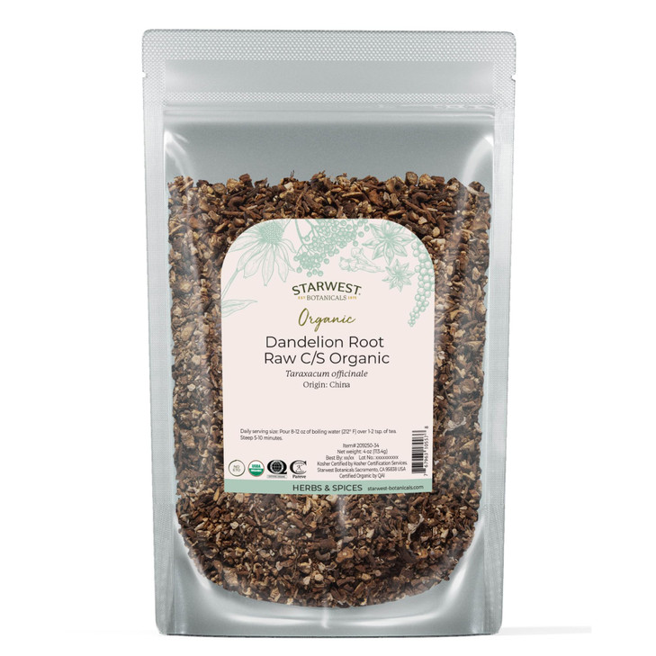 Starwest Botanicals Organic Raw Dandelion Root Cut And Sifted 4 Oz Pouch