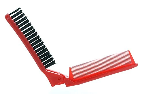 Folding Compact Travel Pocket Hair Brush Comb 1 Red 1 White By Le Salon