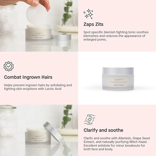 Arcona Clarity Aftershave Pads Lactic Acid Witch Hazel Methol Aloe Plus Grape Exfoliate Fight Blemishes Plus Soothes Skin 45 Pads.