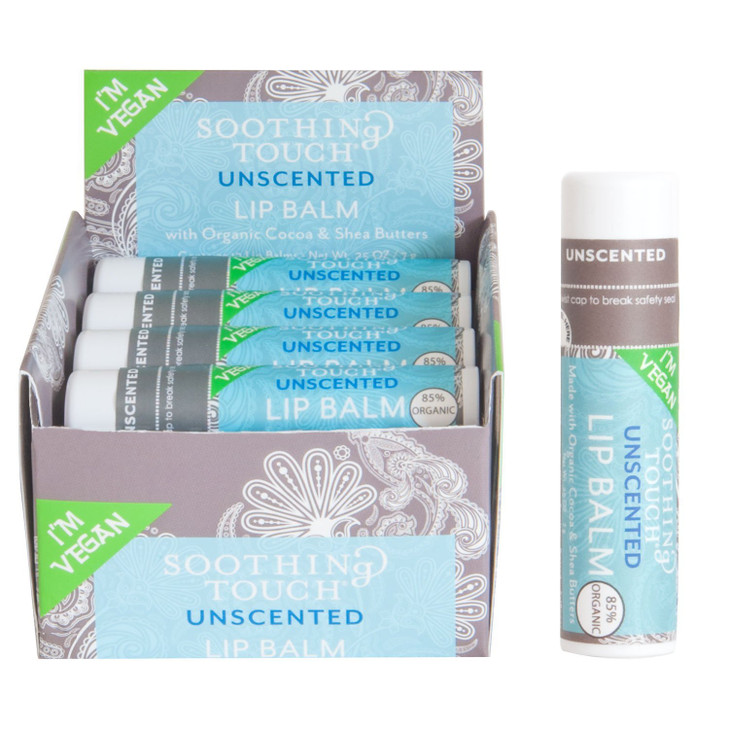 Soothing Touch Unscented Vegan Lip Balm 0.25 Ounce 12 Per Case