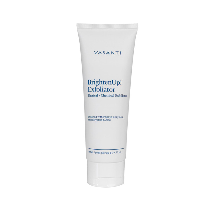 Vasanti Brightenup Exfoliator 120G Physical Plus Chemical Facial Exfoliator Scrub With Instant Results For Soft Smooth And Radiant Skin