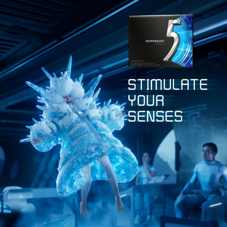 5 Gum Peppermint Cobalt Sugar Free Chewing Gum Bulk 15 Sticks 10 Pack
