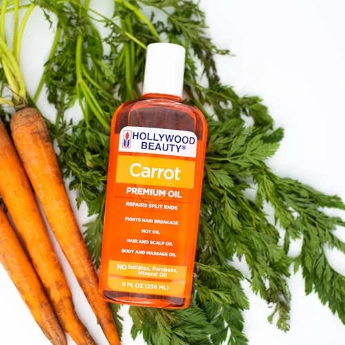 Hollywood Beauty Carrot Hair Oil 8Oz Bottle Hair Scalp Skin Nail And Massage Oil Helps Repair Damaged Hair And Skin Can Be Used As A Hot Oil