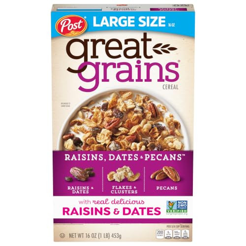 Great Grains Raisins Dates And Pecans Breakfast Cereal Raisin Cereal With Sweet Dates And Granola Clusters Non Gmo Project Verified 16 Oz