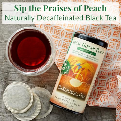 The Republic Of Tea Decaf Ginger Peach Black Tea 50 Count