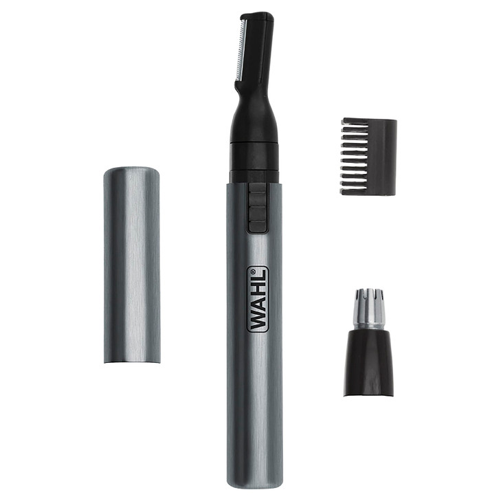 Wahl Micro Groomsman Battery Personal Trimmer for Hygienic Grooming with Rinseable, Interchangeable Heads for Eyebrows, Neckline, Nose, Ears, & Other