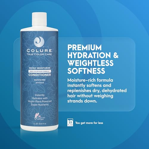 Colure Richly Moisturize Conditioner 33 Oz Lightweight Deep Hydrating Treatment For Dry Damaged Hair Color Care