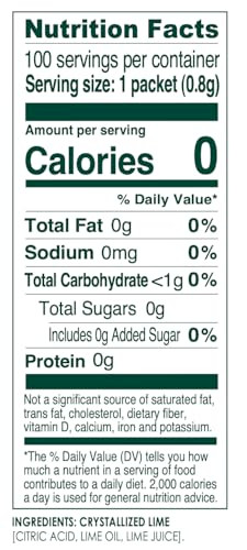 True Lime Sugar Free Drink Mix Packets Water Enhancer 100 Ct