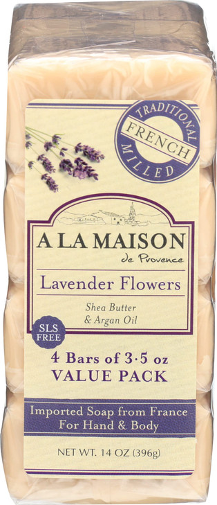 A La Maison Lavender Flower Bar Soap Triple French Milled Natural Moisturizing Hand Soap Bar 4 Bars Of Soap 3.5 Oz