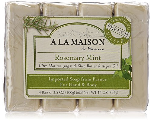 A La Maison Rosemary Mint Bar Soap Triple French Milled Natural Moisturizing Hand Soap Bar 4 Bars Of Soap 3.5 Oz