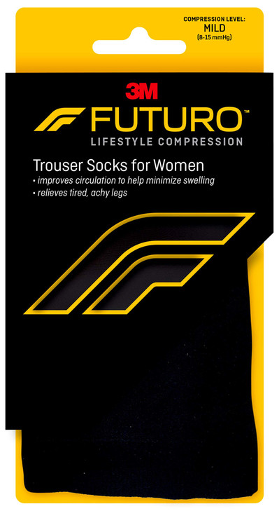 Futuro Energizing Trouser Socks for Women, Mild Compression, Medium, Black