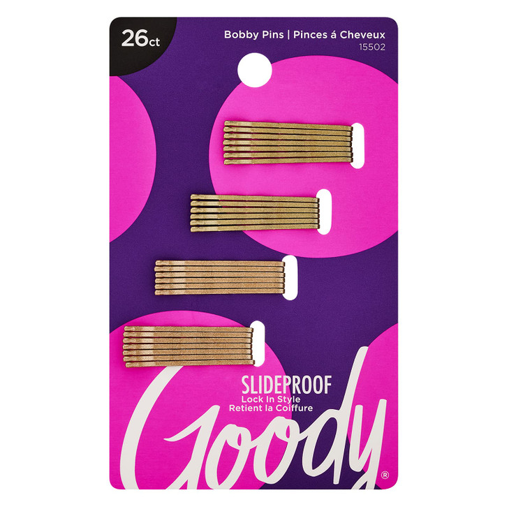 Goody Slideproof Hair Bobby Pins 26 Count Metallic Blonde Slideproof And Lock In Place Suitable For All Hair Types Pain Free Accessories For