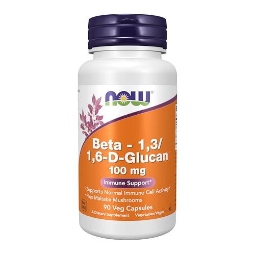 NOW Foods Supplements, Beta 1,3/1,6- D-Glucan 100 mg with Maitake Mushrooms, 90 Veg Capsules