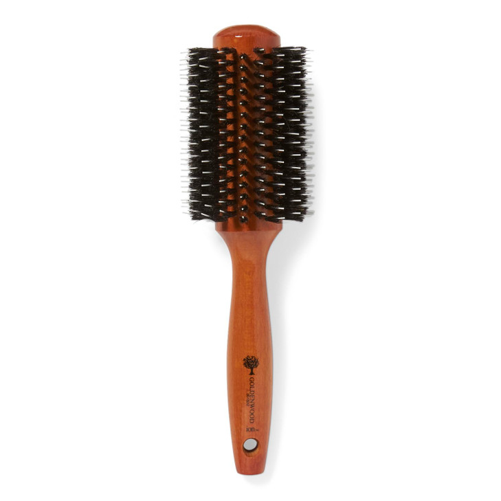 Ion Golden Wood Boar Bristle Round Brush Large Salon Blowout Shine And Volume