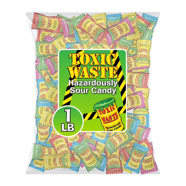 Toxic Waste Hazardously Sour Candy Apple Watermelon Lemon Blue Raspberry And Black Cherry Flavors 1 Lb. Bag
