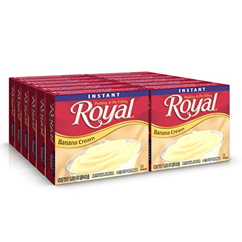 Royal Instant Pudding Dessert Mix Banana Cream Fat Free 12 1.85 Ounce Boxes Pack Of 12