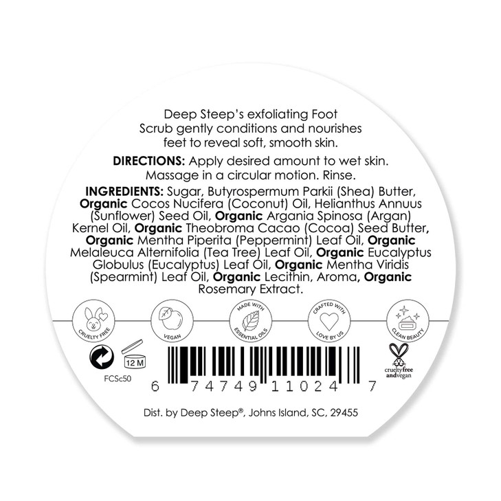Deep Steep Natural Candy Mint Therapeutic Foot Scrub - 8 Ounce