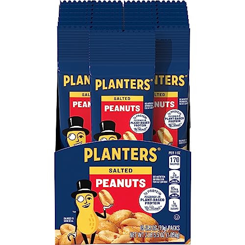 Planters Salted Peanuts Plant Based Protein Snacks 2.5 Oz 15 Ct