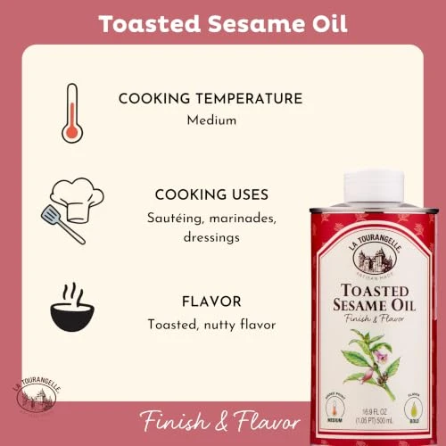 La Tourangelle Toasted Sesame Oil Great For Cooking Add To Noodles Stir Fry Vegetables Vinaigrettes And Marinades 16.9 Fl Oz