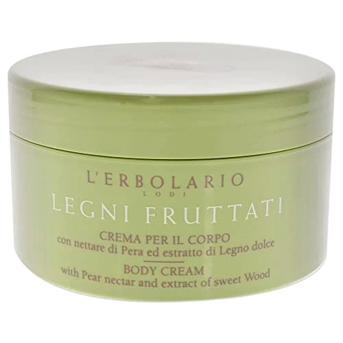 L Erbolario Body Cream Moisturizing Body Butter For Dry Skin Anti Aging Toning Skin Care With Woody Scent Pear Nectar And Sweet Woods 8.4 Oz