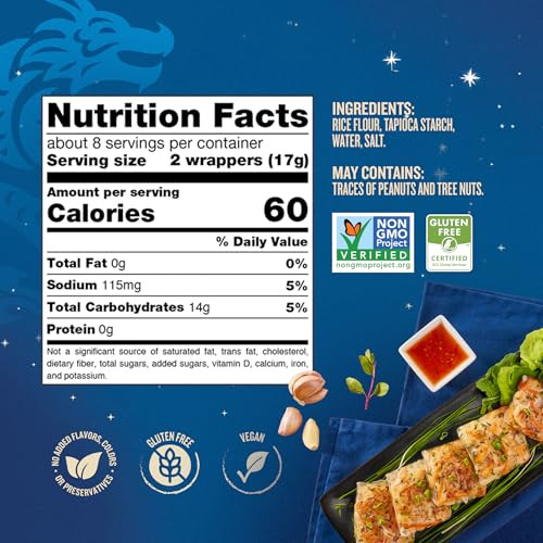 Blue Dragon Rice Paper Spring Roll Wrapper 4.7Oz Pack Of 12 Vietnamese Rice Paper Sheets No Added Colors Flavors Or Preservatives Vegan