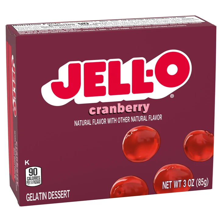Jell O Gelatin Dessert Mix Cranberry Flavor Fat Free Fruit Gelatin For Desserts Snacks And Party Recipes 3 Oz Pack Of 4