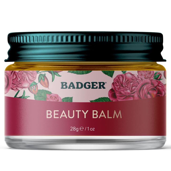 Badger Organic Rose Beauty Balm Face Neck And Hands 1 Oz Jar