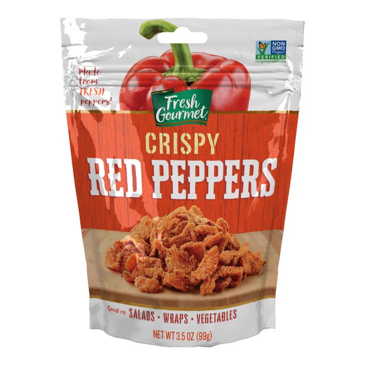Fresh Gourmet Crispy Red Peppers Crunchy Snack And Salad Topper 3.5 Ounce Pack Of 6