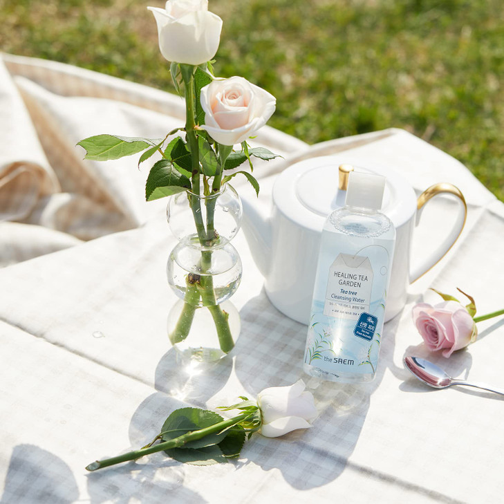 THESAEM Healing Tea Garden Cleansing Water Tea Tree 300ml (10.14 fl.oz) - One Step No Wash Cleansing Water, Pore and Sebum Care, Skin Refeshing and M