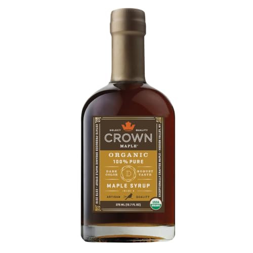 Crown Maple Organic 100 Percent Pure Dark Color Robust Taste Maple Syrup Flavor Marinades Cocktails Pancakes Squash And Bacon 12.7 Fl Oz