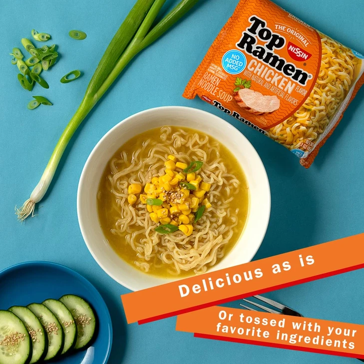Nissin Top Ramen Noodle Soup Chicken 3 Ounce Pack Of 24